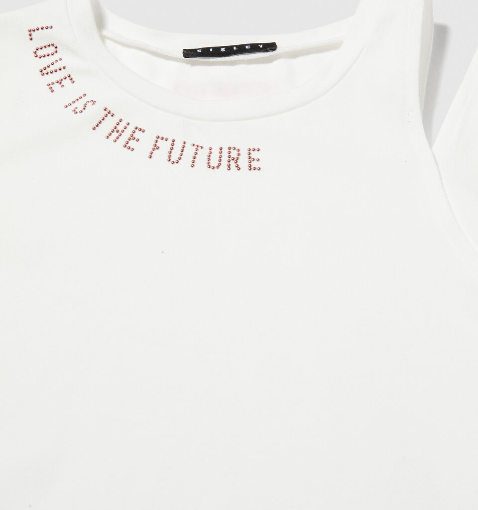 T-shirt with cut out - girls' short sleeve t-shirts - White | Sisley Young image number 3